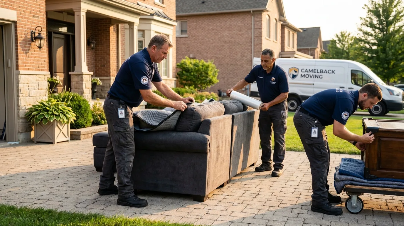 Large estate moving crew wrapping furniture in Middleton, ID